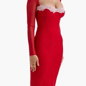 House of CB Red Seraphina Corset Dress S with Plus Cup